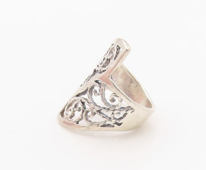 925 Sterling Silver Vintage Ring Classic Openwork Floral Vine Band Sz 6 RG36316