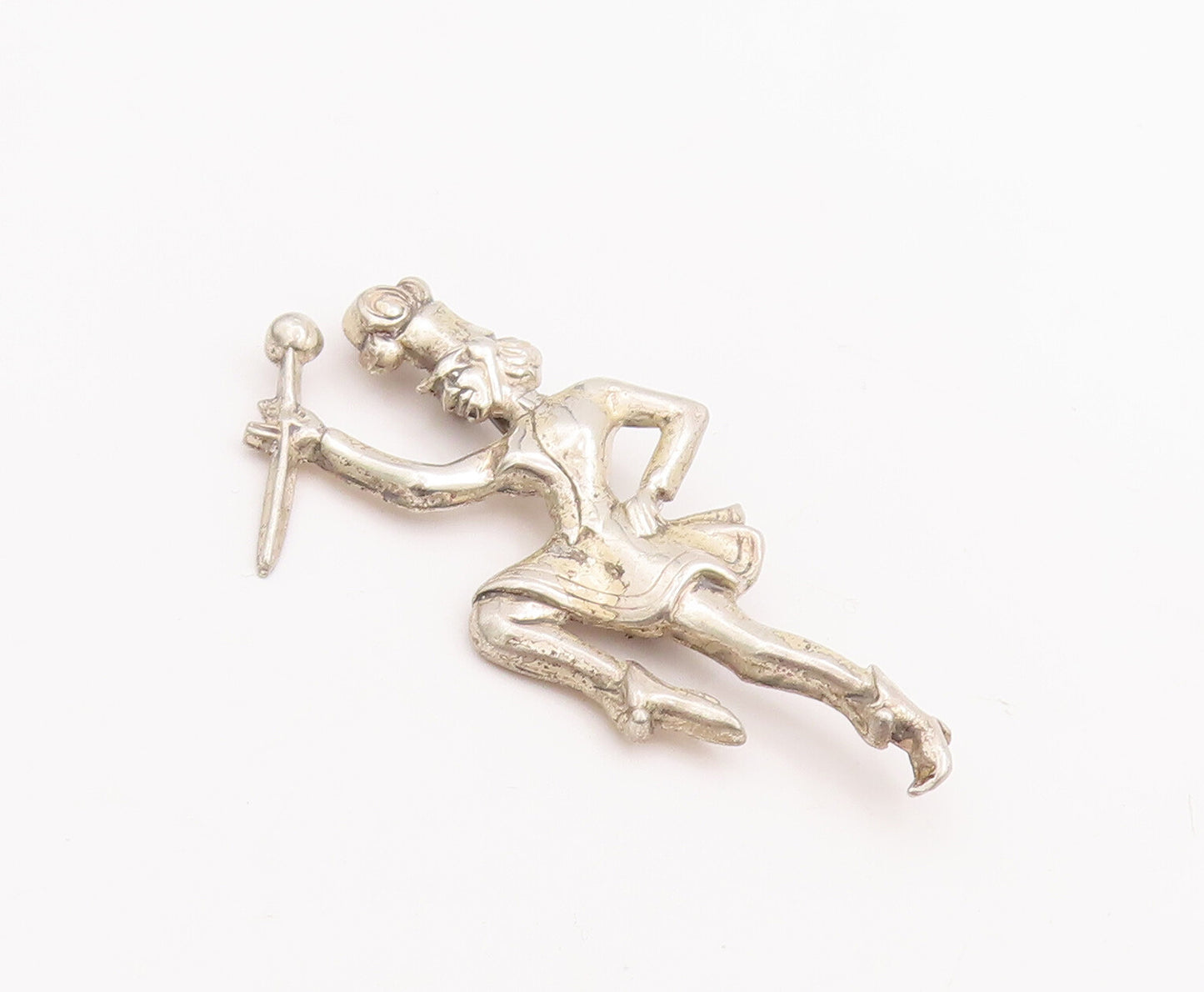 925 Sterling Silver Vintage Brooch Pin Dancing Man With Hat & Stick  BP11100