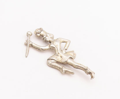 925 Sterling Silver Vintage Brooch Pin Dancing Man With Hat & Stick  BP11100