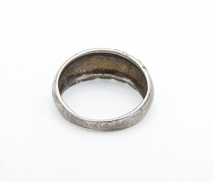 925 Sterling Silver  Vintage Dark Tone Fluted Etched Band Ring Sz 6  RG5135