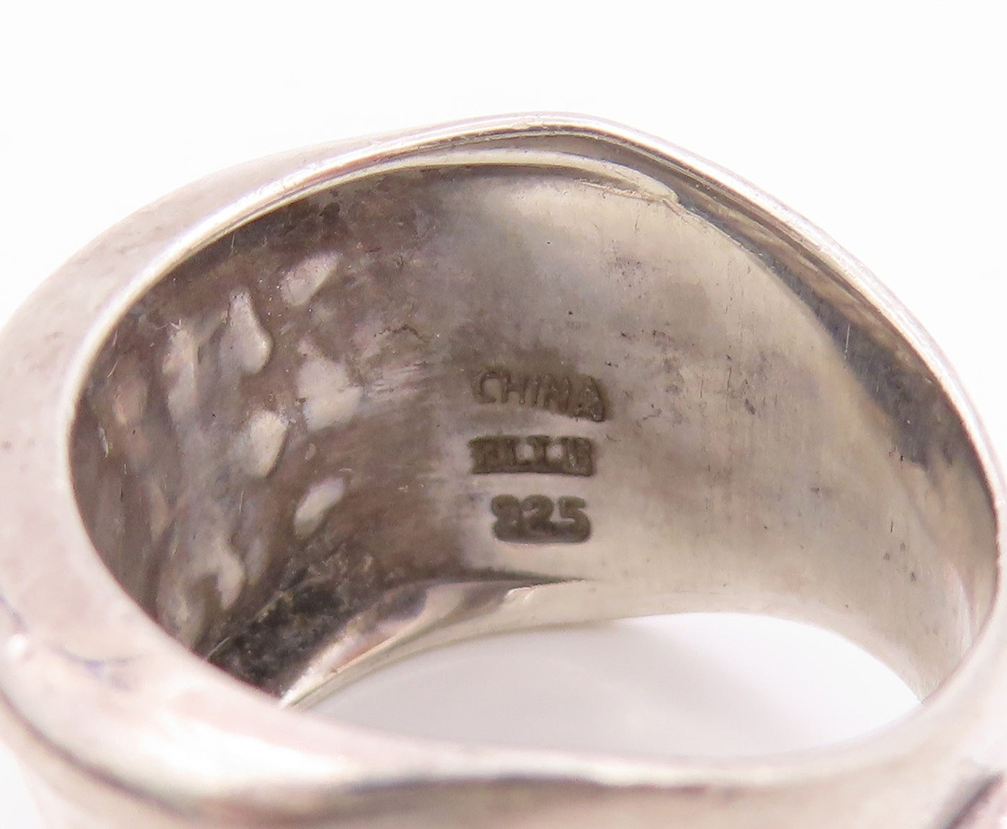 925 Sterling Silver Vintage Ring ELLE Ruby Hammered Band  Sz 7  RG35799