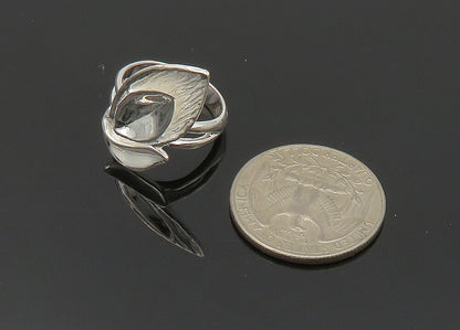 925 Sterling Silver  Vintage Shiny Floral Leaves Band Ring Sz 6  RG20455