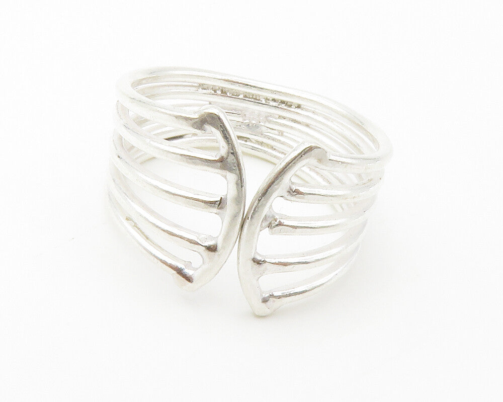 925 Sterling Silver  Shiny Split Design Tapered Band Ring Sz 10  RG14580