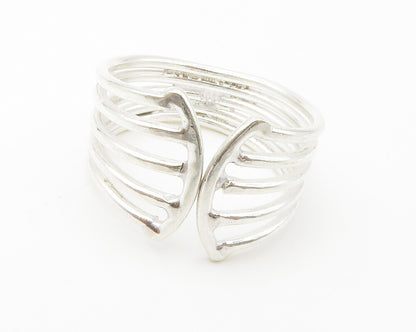 925 Sterling Silver  Shiny Split Design Tapered Band Ring Sz 10  RG14580