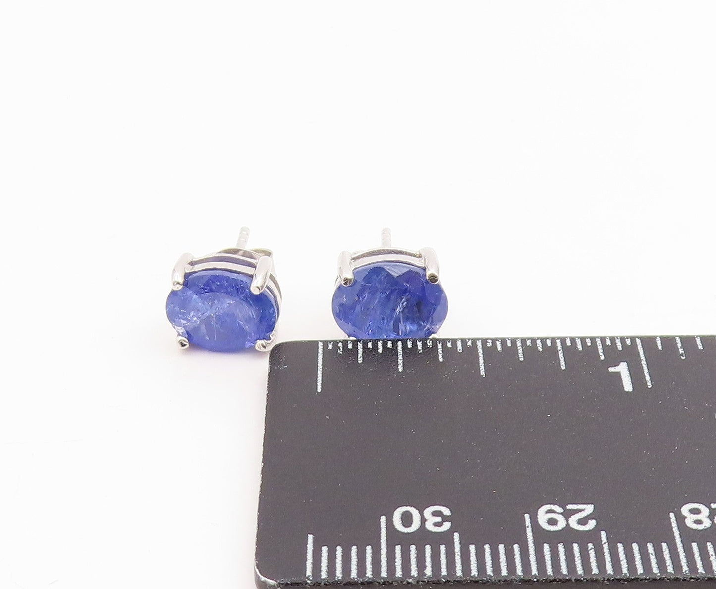 925 Sterling Silver Vintage Earrings Minimalist Oval Cut Tanzanite Stud  EG14126