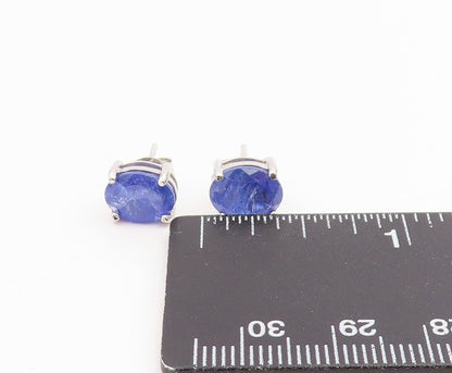 925 Sterling Silver Vintage Earrings Minimalist Oval Cut Tanzanite Stud  EG14126