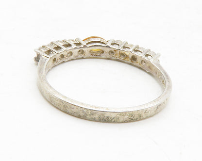 KOREA 925 Sterling Silver  Vintage Citrine & Topaz Band Ring Sz 7  RG12992