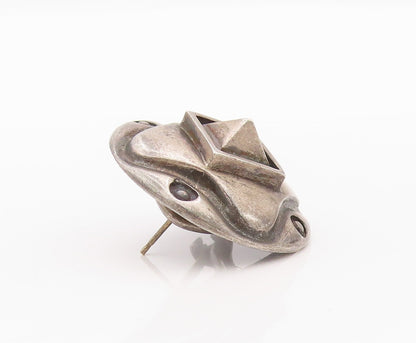 925 Sterling Silver Vintage Earrings LISA JENKS Antique Design Carved  EG13421