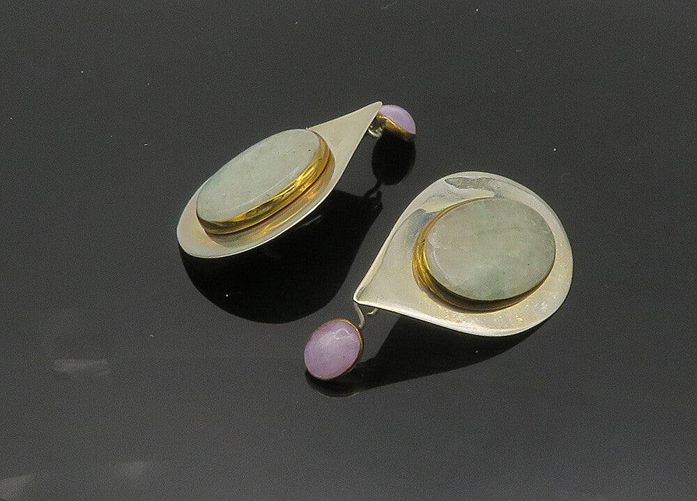 TULLA BOOTH 925 Silver  Vintage Jade & Amethyst Dangle Earrings  EG10037