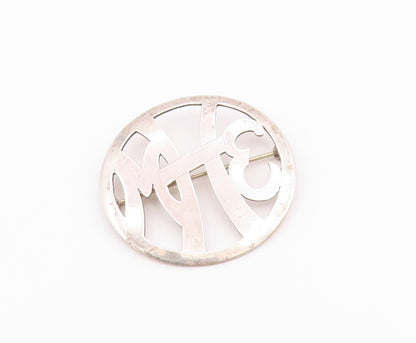 925 Sterling Silver  Vintage Handmade MHE Initials Cutout Brooch Pin  BP5108