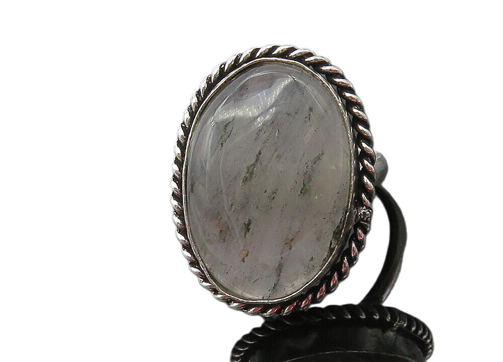 925 Sterling Silver  Rutilated Quartz Twist Shiny Cocktail Ring Sz 8  RG10255
