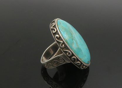 BARSE 925 Silver Vintage Heavy Large Turquoise Cocktail Ring Sz 6.5  RG23391