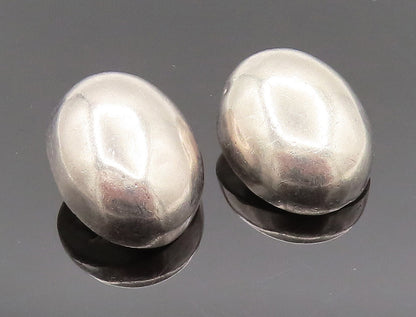 BARRA 925 Silver  Vintage Minimalist Cabochon Oval Clip Back Earrings  EG12387