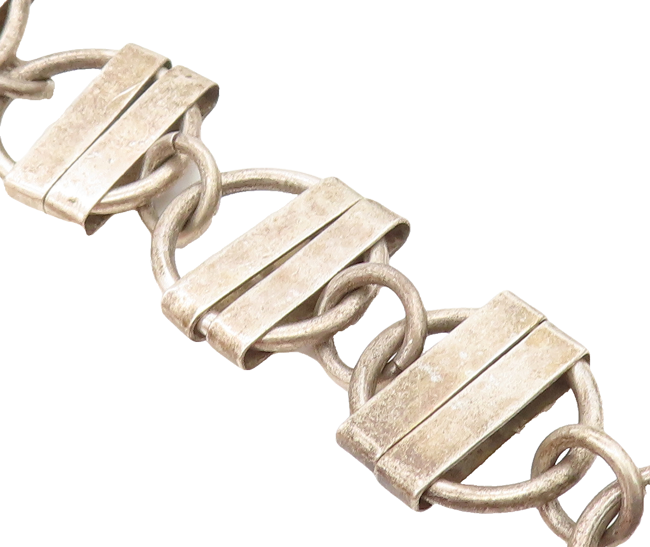 925 Sterling Silver  Vintage Antique Wrapped Circle Link Chain Bracelet BT2671