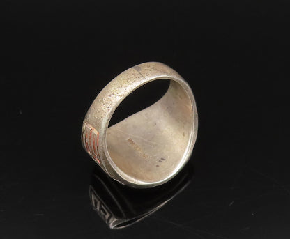 925 Silver  Vintage Antique Enamel Abraham Lincoln JHS Ring Sz 8  RG25833