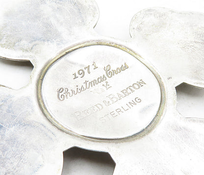 REED & BARTON 925 Silver  Vintage Floral Christmas Cross Pendant  PT6663