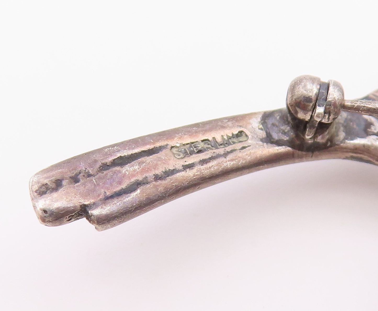 925 Sterling Silver Vintage Antique Carved Flowers With Stem Brooch Pin BP9574