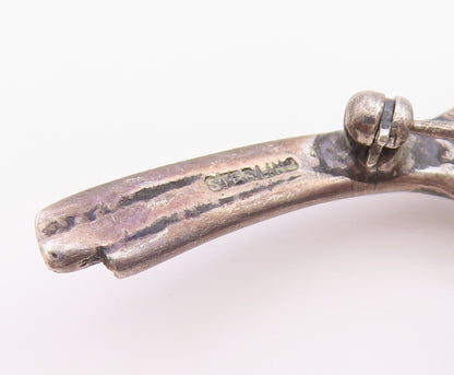 925 Sterling Silver Vintage Antique Carved Flowers With Stem Brooch Pin BP9574