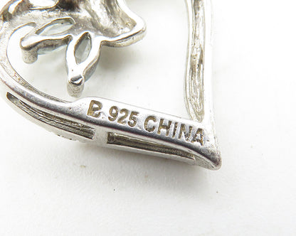 ROSS SIMON 925 Silver  Genuine Diamond & Topaz Love Heart Pendant  PT8120