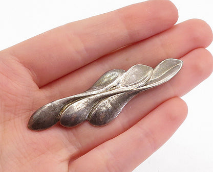 925 Sterling Silver  Vintage Smooth Oxidized Sculpted Brooch Pin  BP2129