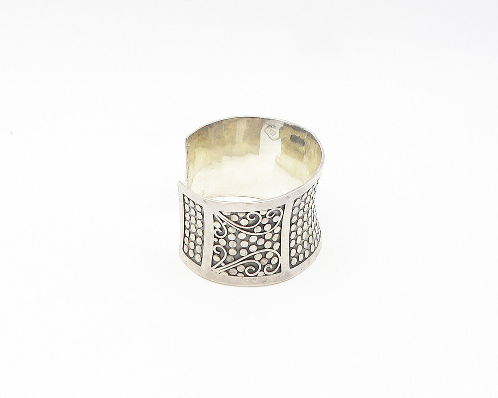 925 Sterling Silver  Vintage Circle Pattern Concave Cuff Bracelet  BT7621
