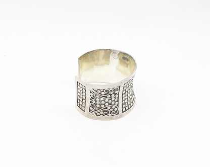 925 Sterling Silver  Vintage Circle Pattern Concave Cuff Bracelet  BT7621