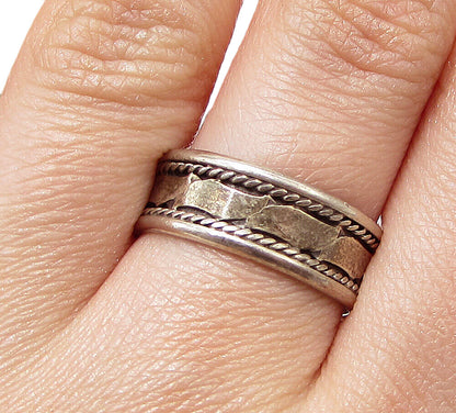 925 Sterling Silver  Vintage Twisted Borders Band Ring Sz 9  RG3001