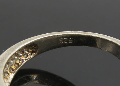 925 Sterling Silver Vintage Cubic Zirconia Smooth Matte Band Ring Sz 7 RG20740