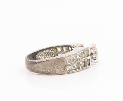 925 Sterling Silver Vintage Ring Elegant Topaz Statement Band  Sz 6.5  RG35864