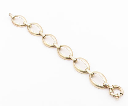 925 Sterling Silver  Vintage Shiny Gold Plated Oval Chain Bracelet  BT9272