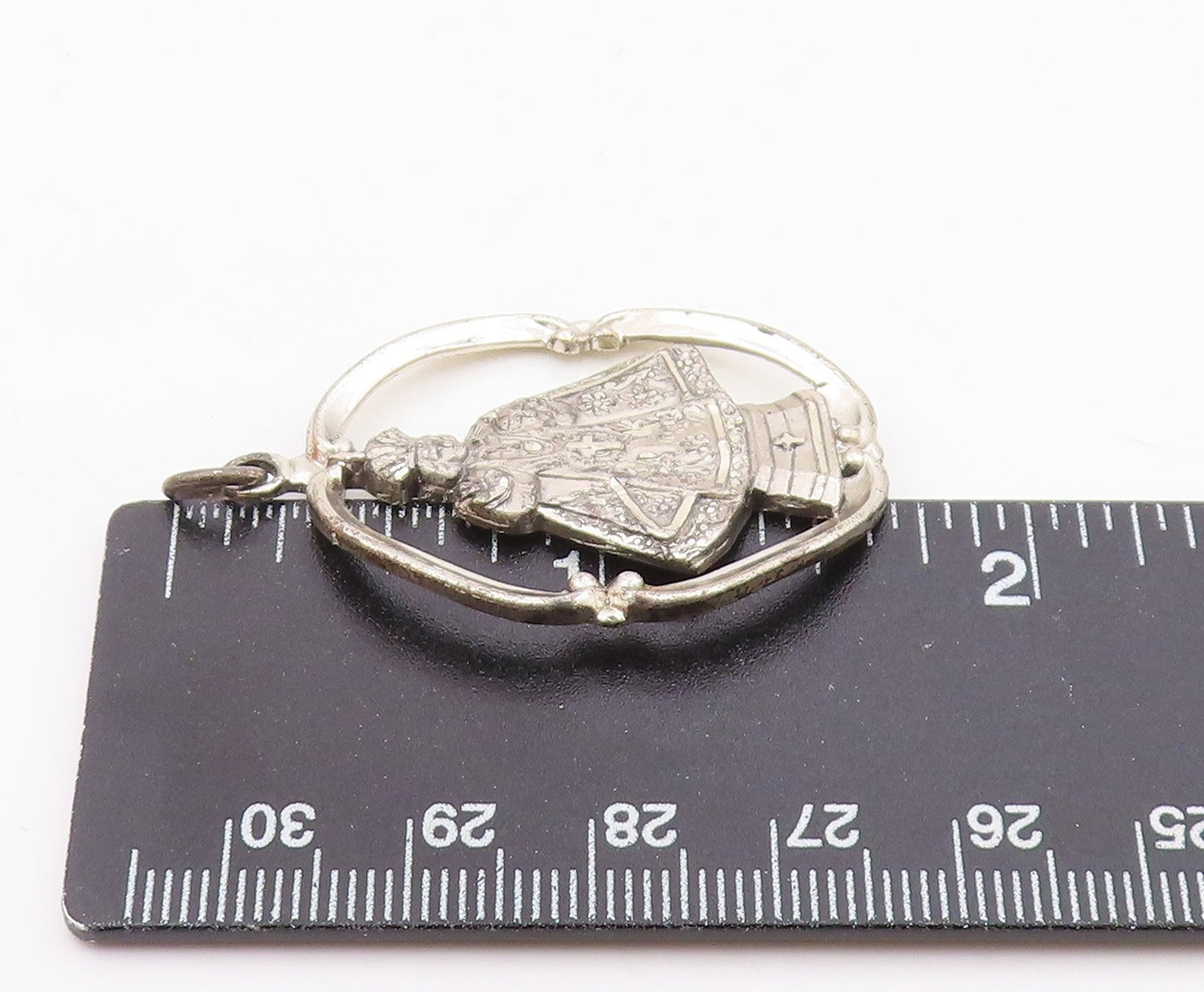 925 Sterling Silver  Vintage Shiny Religious Cross Figure Pendant  PT19600