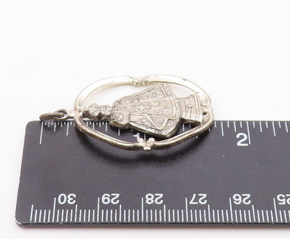 925 Sterling Silver  Vintage Shiny Religious Cross Figure Pendant  PT19600