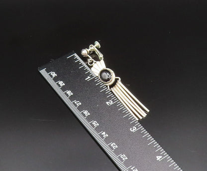 NAVAJO 925 Silver  Vintage Black Onyx Bar Dangle Screw Back Earrings  EG11950