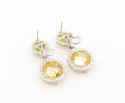 925 Sterling Silver Vintage Earrings JUDITH RIPKA Faceted Citrine Drop  EG14497