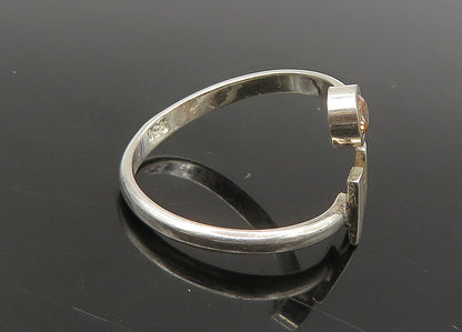 925 Sterling Silver  Vintage Citrine N Initial Bypass Band Ring Sz 8  RG23283