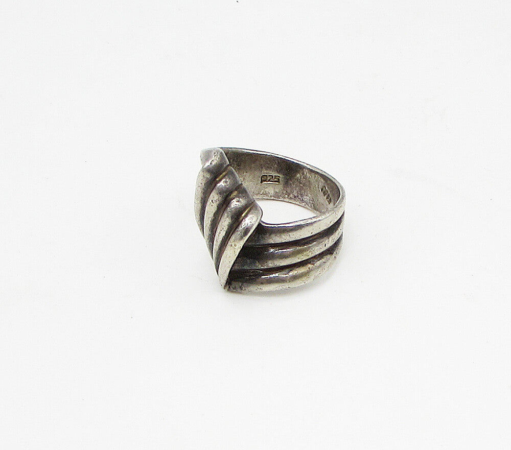 925 Sterling Silver  Vintage Linear Wrapped Band Ring Sz 8  RG3364