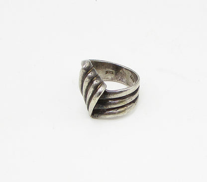 925 Sterling Silver  Vintage Linear Wrapped Band Ring Sz 8  RG3364
