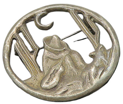 MEXICO 925 Sterling Silver  Vintage Dark Tone Man in Desert Brooch Pin  BP7403
