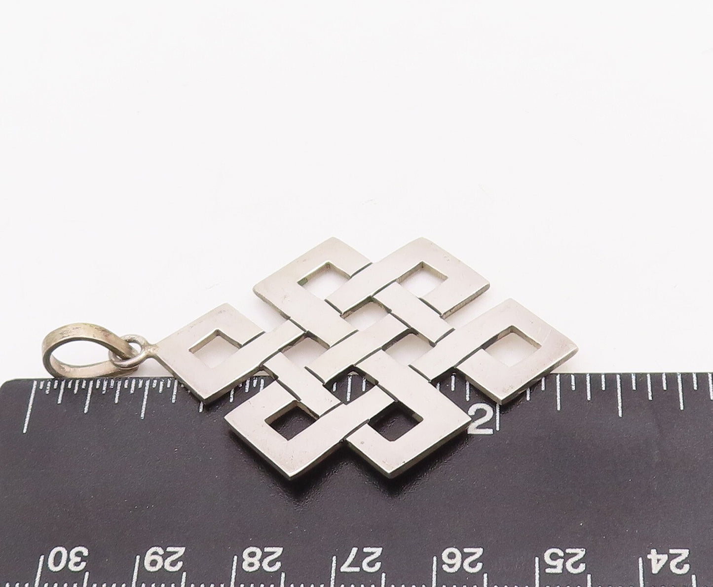 925 Sterling Silver Vintage Pendant Brutalist Box Maze Cutout PT23383