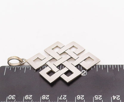 925 Sterling Silver Vintage Pendant Brutalist Box Maze Cutout PT23383