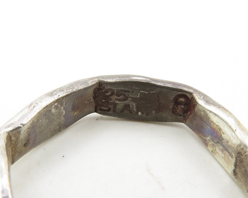 SIAM 925 Sterling Silver  Vintage Blue Enamel Band Ring Sz 6.5  RG18800