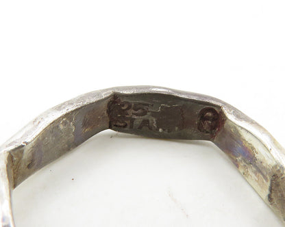 SIAM 925 Sterling Silver  Vintage Blue Enamel Band Ring Sz 6.5  RG18800