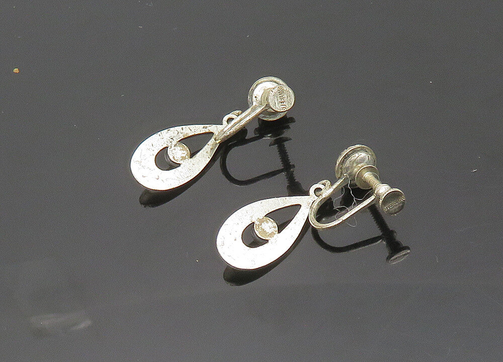 SOUTHWESTERN 925 Silver Vintage Turquoise Non Pierce Dangle Earrings EG10364