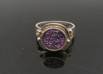 SAJEN 925 Silver  Vintage Purple Druzy Stone Cocktail Ring Sz 7  RG23322