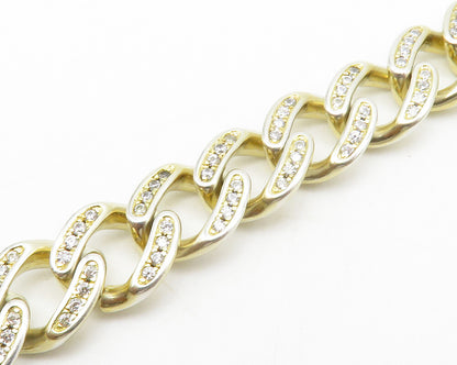 925 Sterling Silver  Petite Topaz Shiny Gold Plated Curb Chain Necklace NE2267