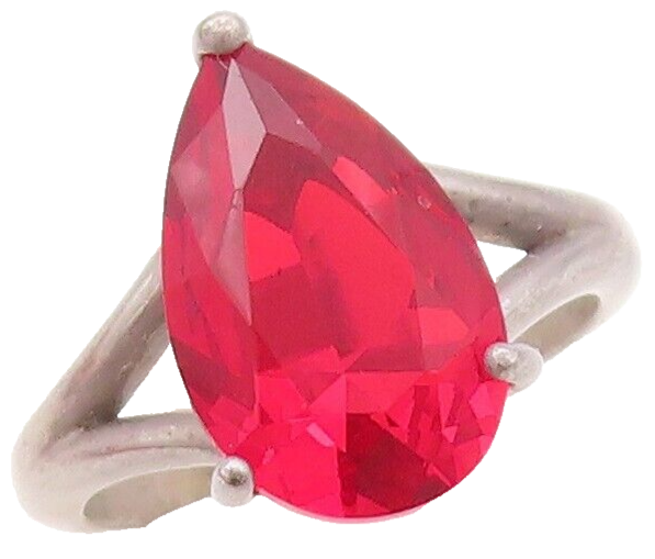 925 Sterling Silver Vintage Ring Minimalist Drop Cut Garnet  Sz 6.5  RG30320