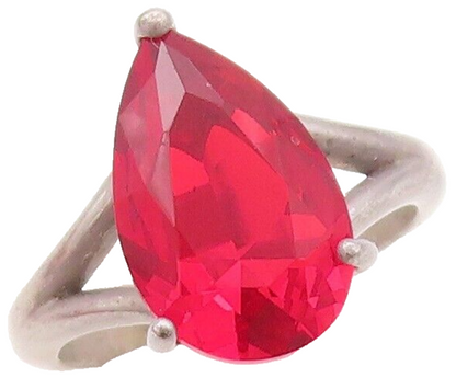 925 Sterling Silver Vintage Ring Minimalist Drop Cut Garnet  Sz 6.5  RG30320