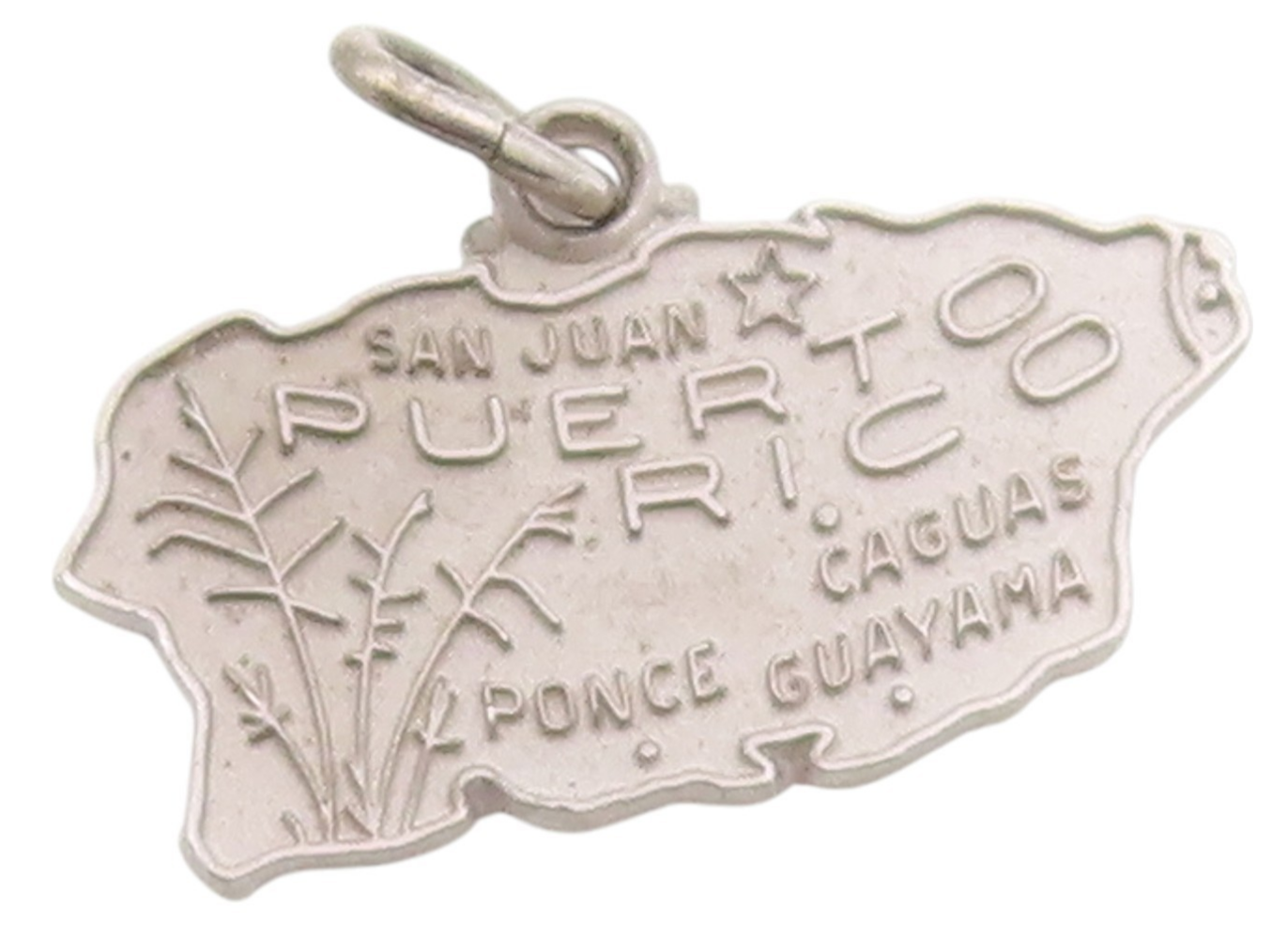 925 Sterling Silver Vintage Pendant Puerto Rica Island State Map Charm  PT24984