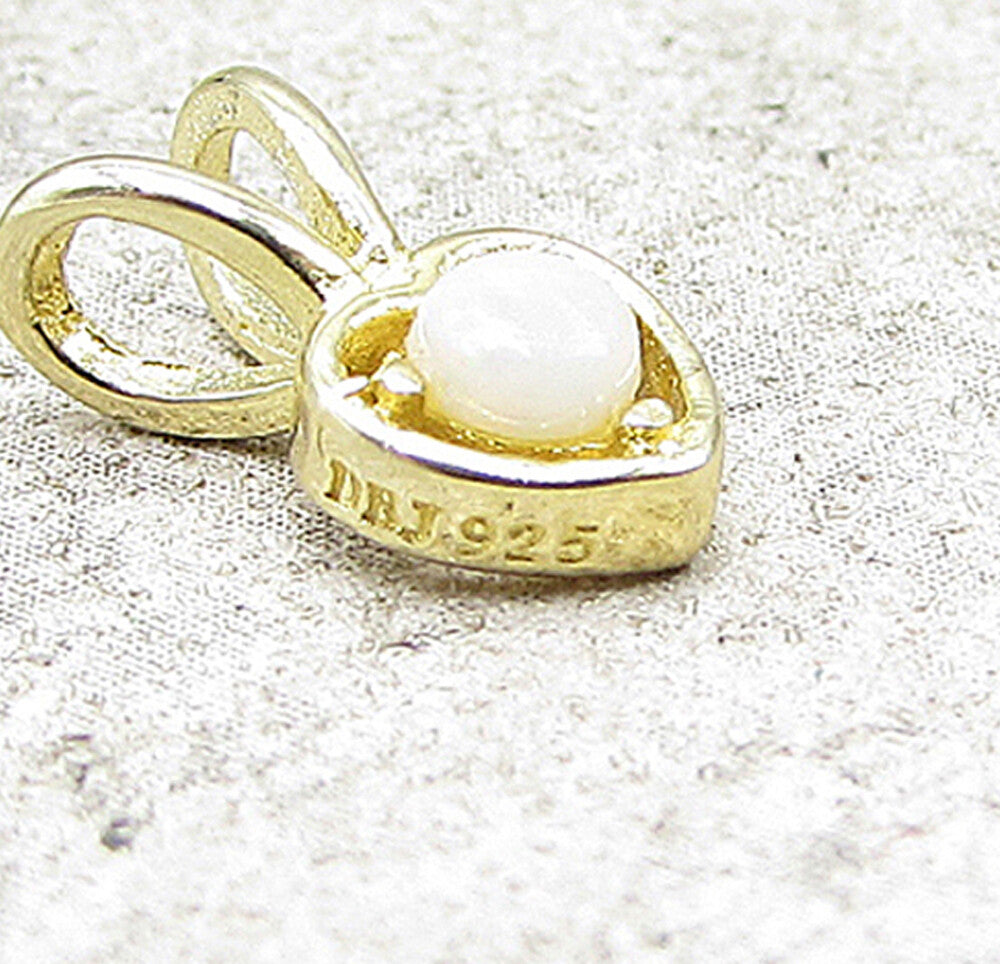 Gold Over 925 Sterling Silver Fire Opal Love Heart Slider Pendant PT1179