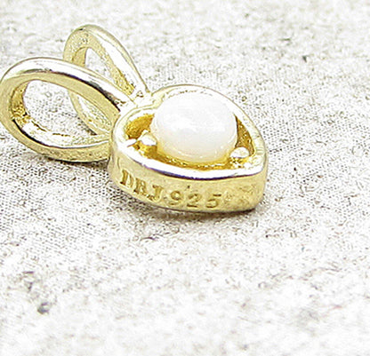 Gold Over 925 Sterling Silver Fire Opal Love Heart Slider Pendant PT1179